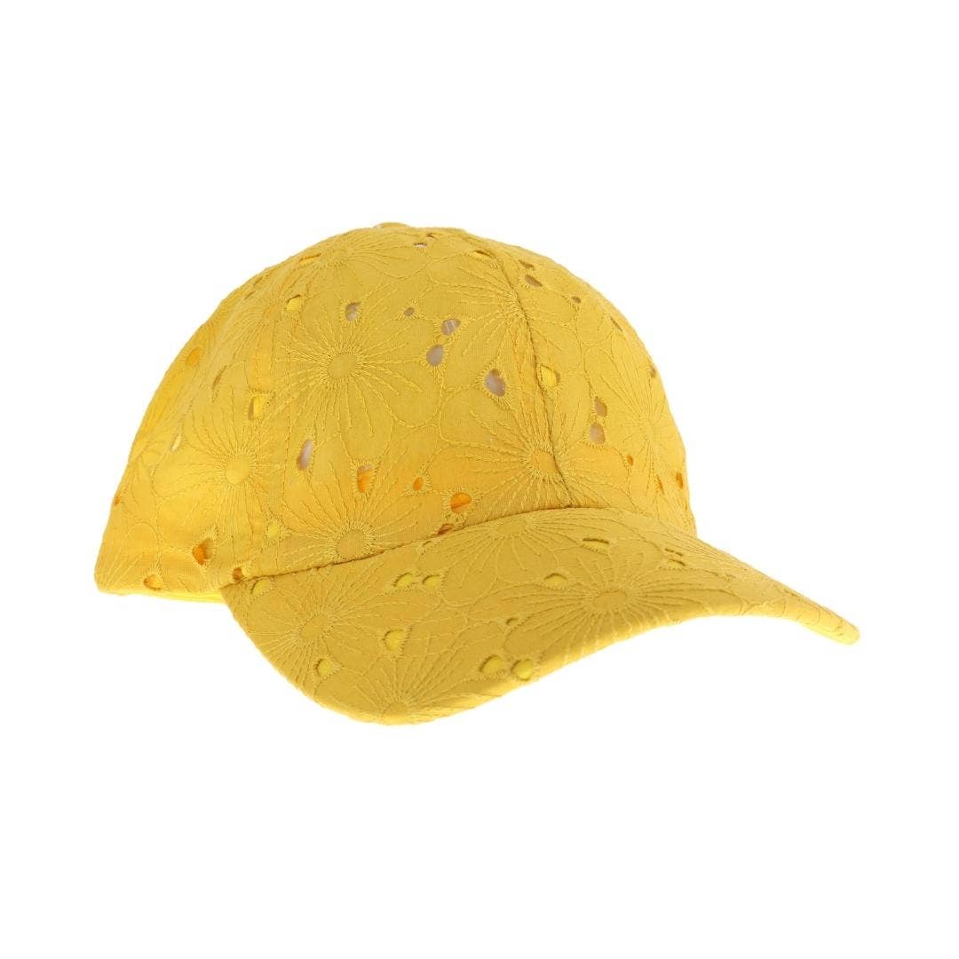 Embroidered Floral Cotton Eyelet Criss Cross High Pony C.C B