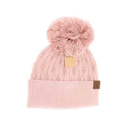 Lurex Cable Knit Pom C.C Beanie HTE0019