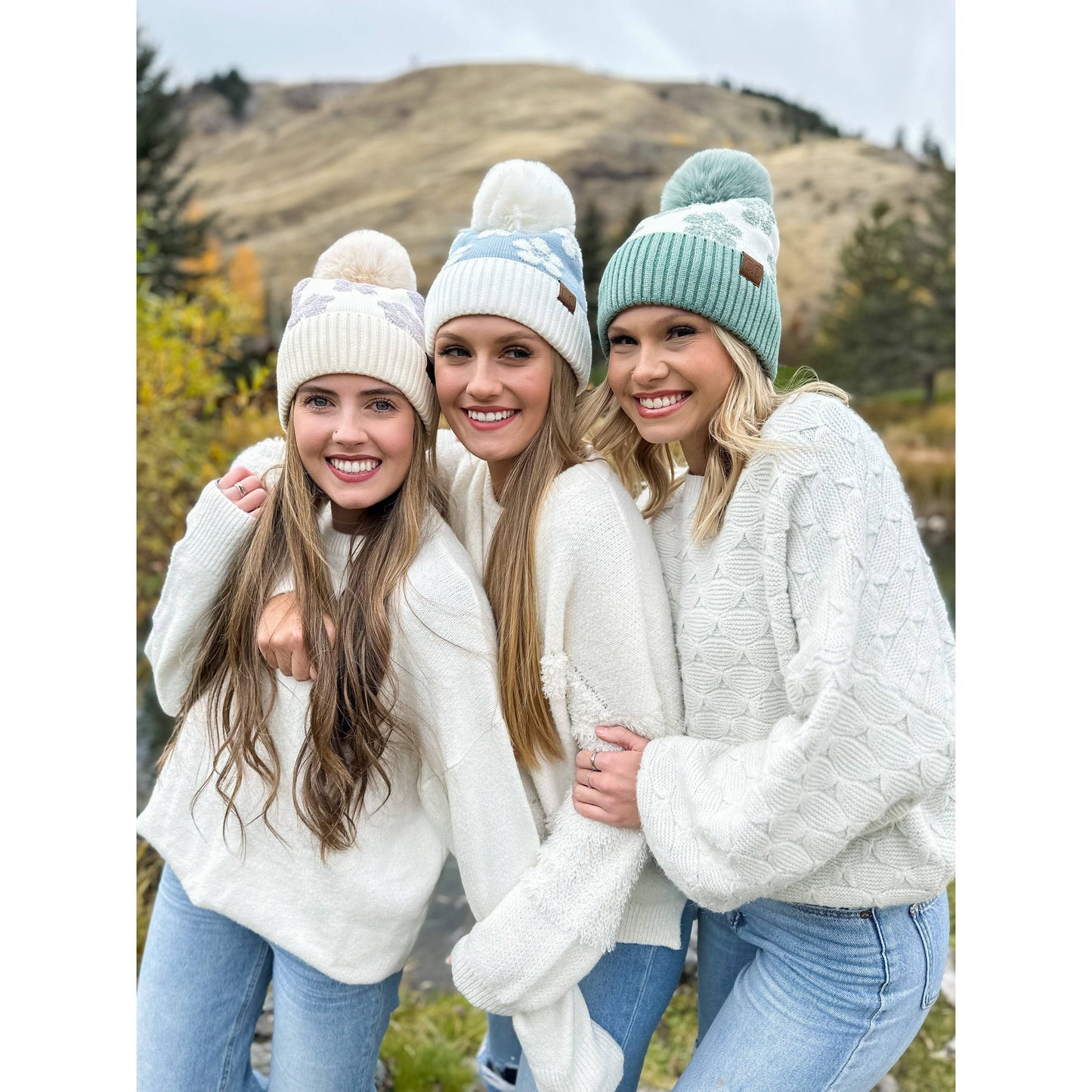Daisy Patterned Faux Fur C.C Beanie HAT4009