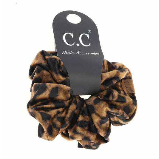 Leopard Print Velvet Ponytail C.C Women's Scrunchie