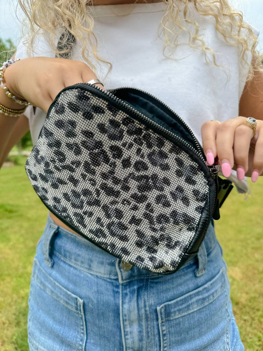 Animal Print Rhinestone Women's C.C Belt Bag
