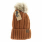 Fuzzy Lined Fur Pom CC Beanie YJ820
