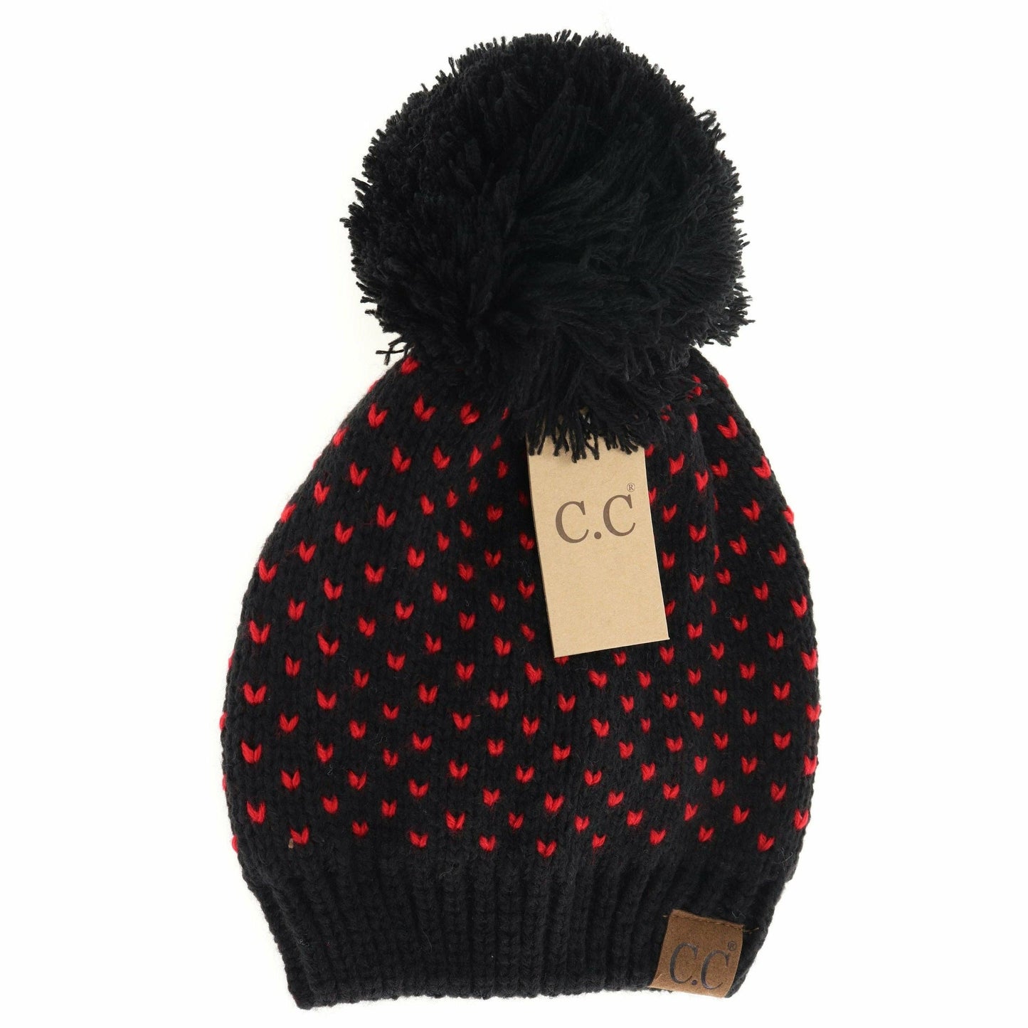 Heart Knit Pom Beanie HAT2088