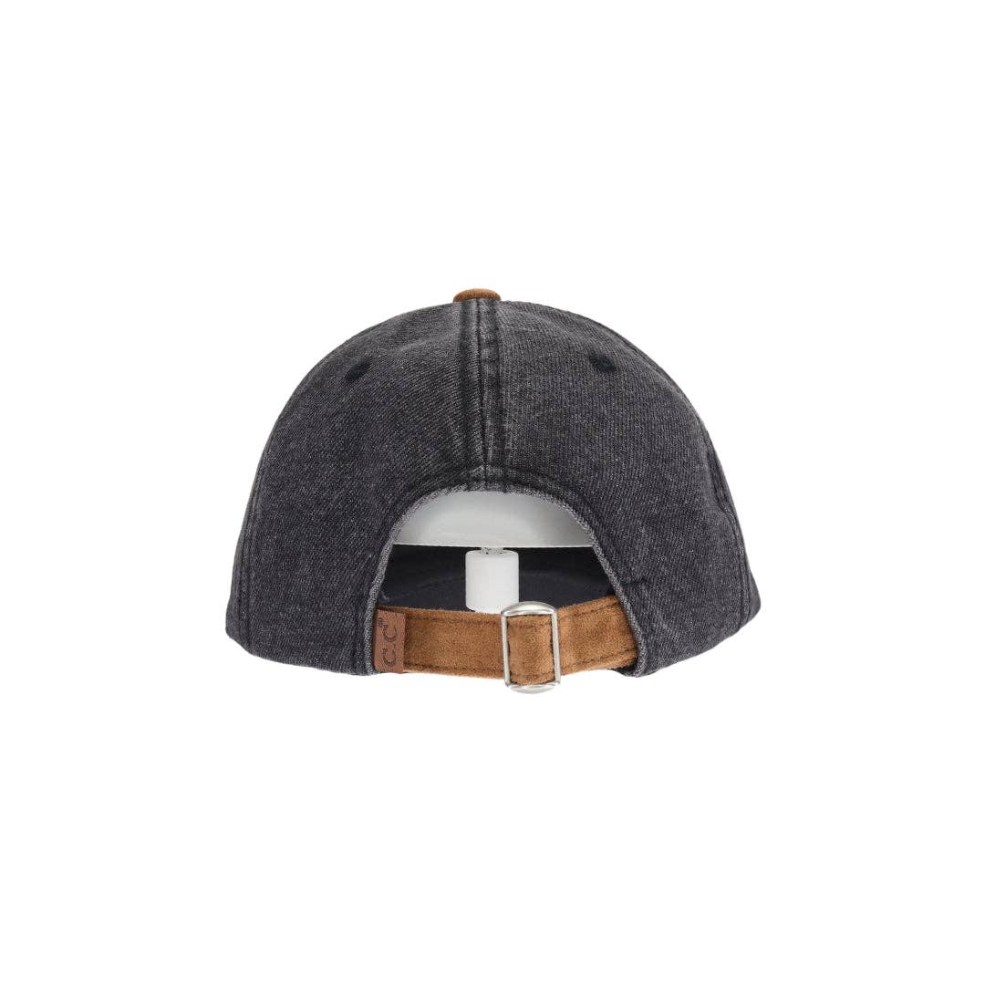 Two-Tone Suede/Denim C.C Ball Cap BAB8067