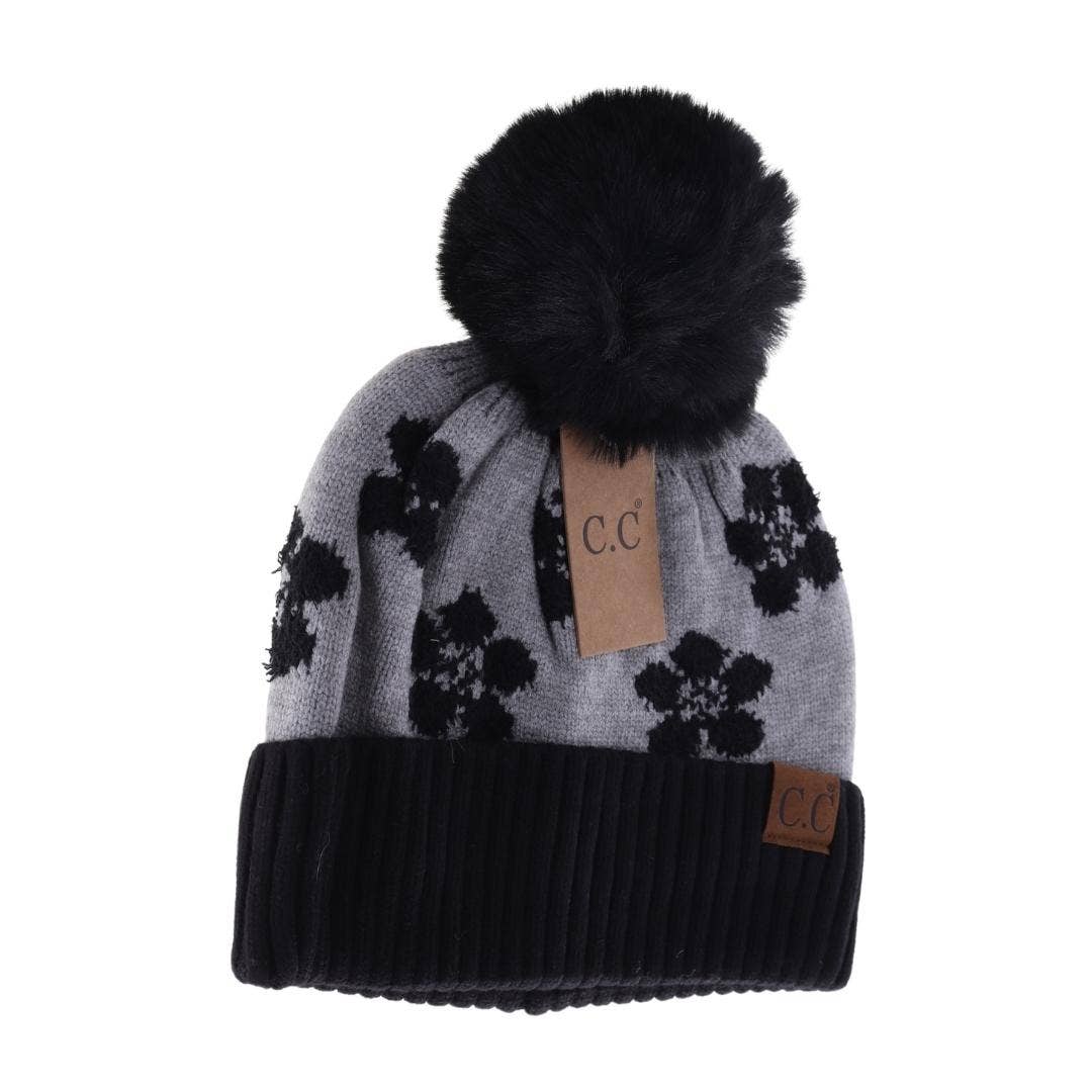 Daisy Patterned Faux Fur C.C Beanie HAT4009