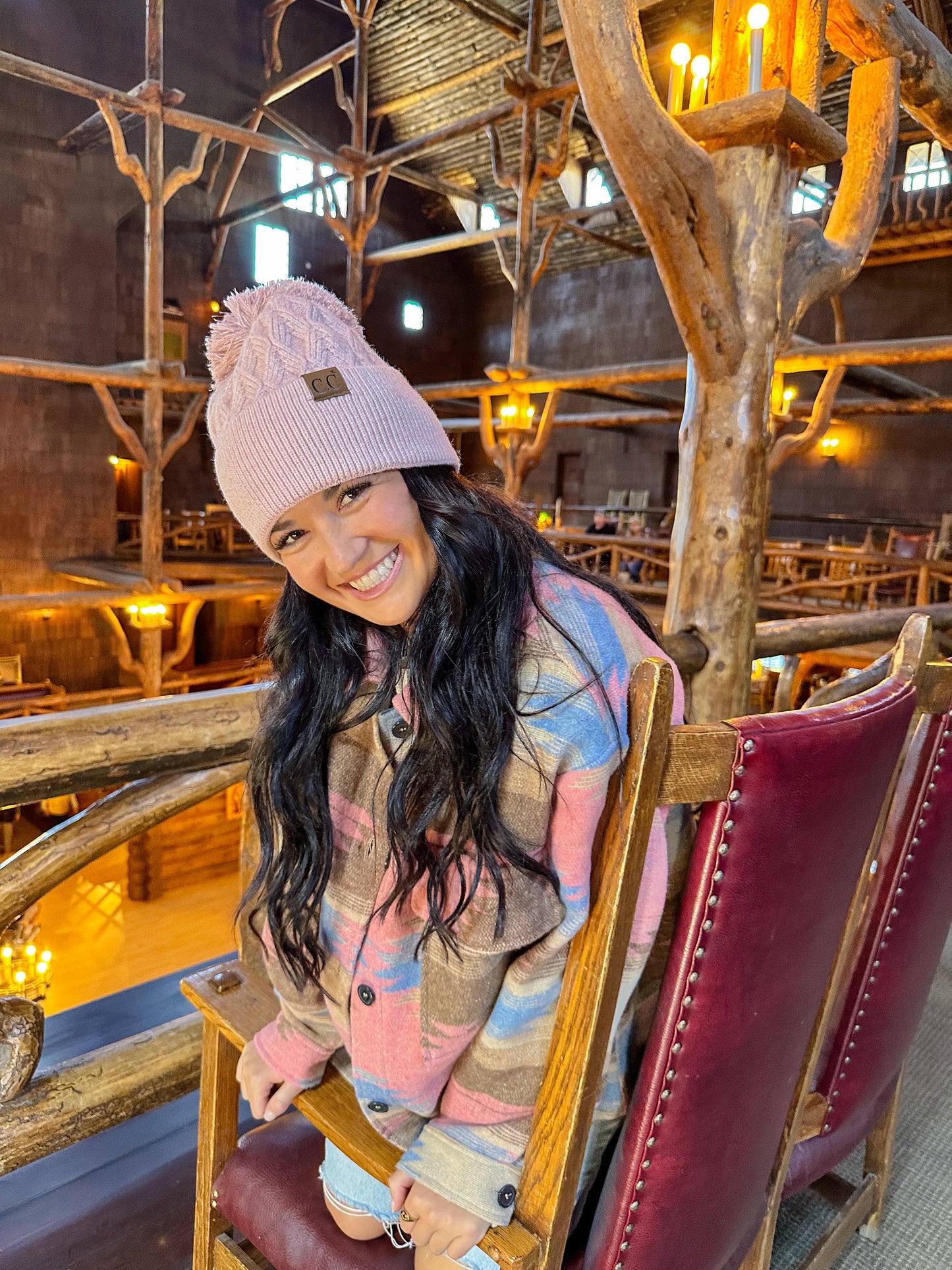 Lurex Cable Knit Pom C.C Beanie HTE0019