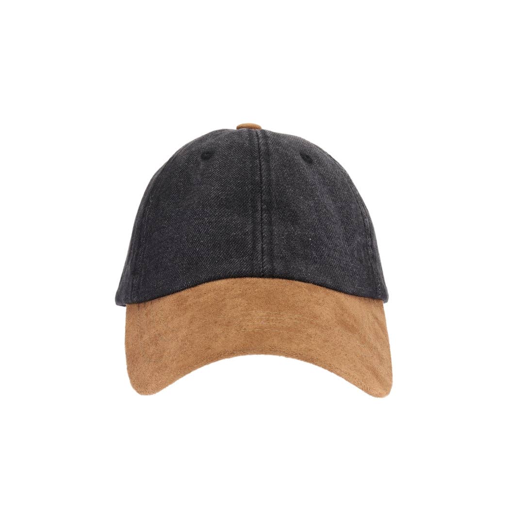 Two-Tone Suede/Denim C.C Ball Cap BAB8067