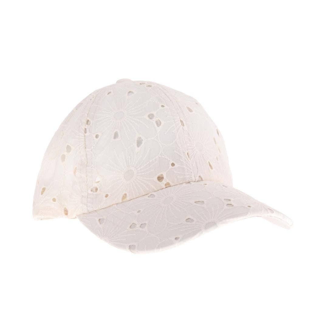 Embroidered Floral Cotton Eyelet Criss Cross High Pony C.C B