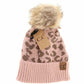 Leopard Pattern Fur Pom Beanie YJ2091