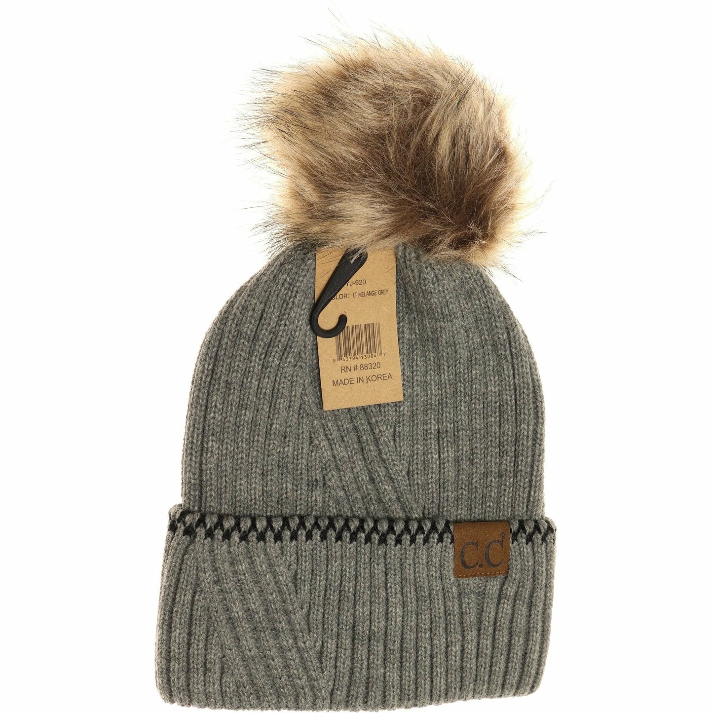 Ribbed Knit Beanie with Accented Cuff YJ920