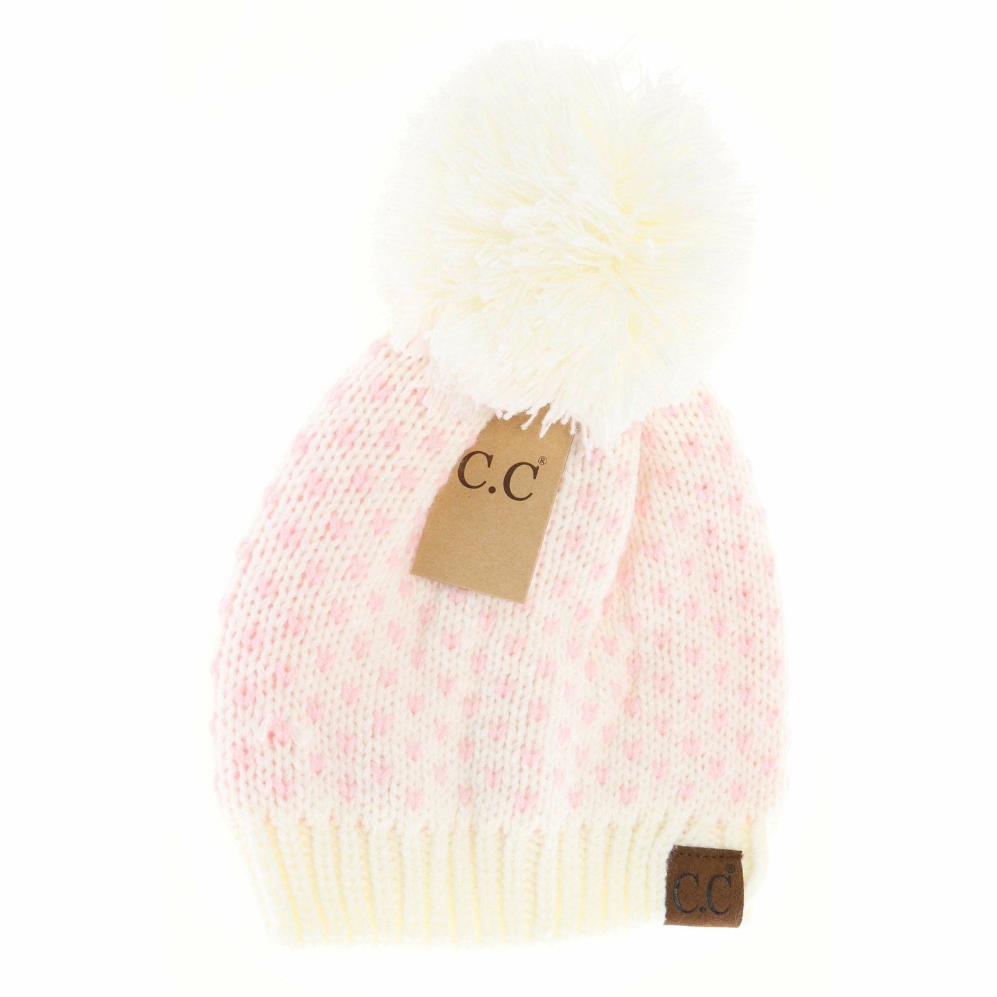 Heart Knit Pom Beanie HAT2088