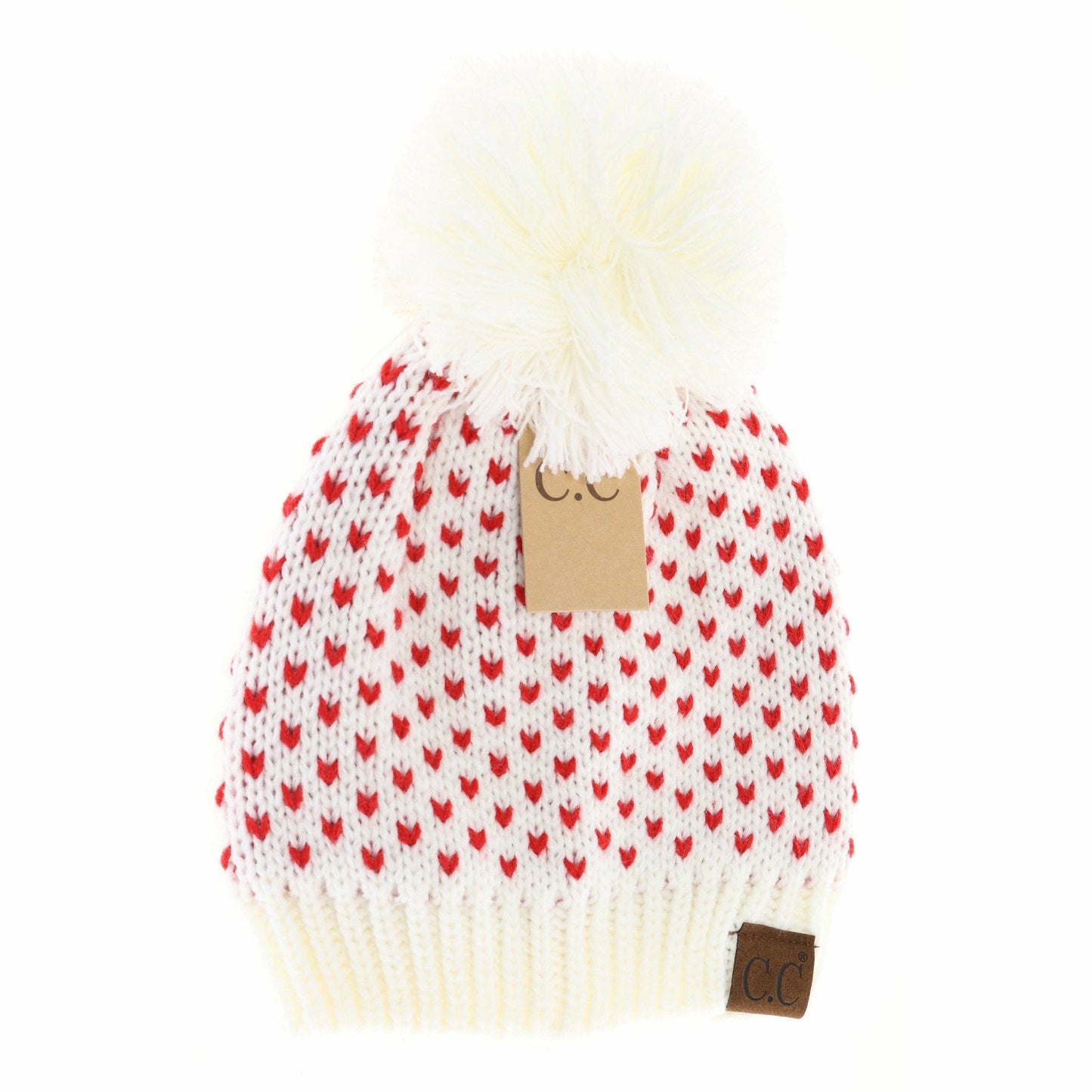 Heart Knit Pom Beanie HAT2088