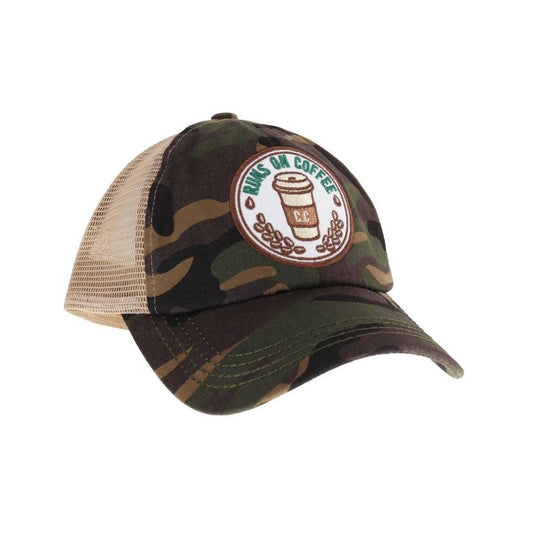 Embroidered Runs on Coffee Patch C.C High Pony Criss Cross B