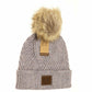 Large Patch Heathered Pom Beanie HAT2060